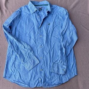 Men's Blue/White Striped Button Up